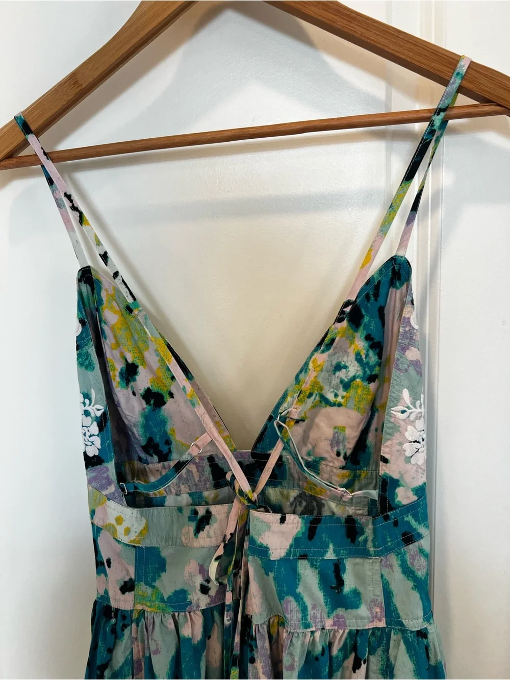 Free People Teal Green Floral Tiered Maxi Dress
